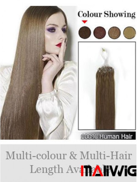 Fabulous Brown Straight Micro Loop Ring Hair Extensions