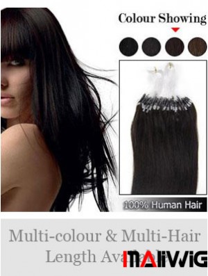 Beautiful Black Straight Micro Loop Ring Hair Extensions