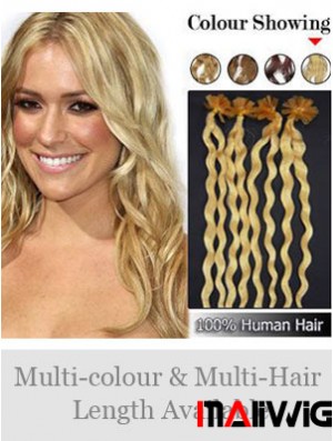 Blonde Curly Great Nail/U Tip Hair Extensions