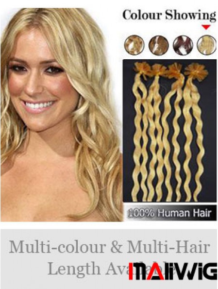 Blonde Curly Great Nail/U Tip Hair Extensions