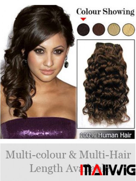 Curly Remy Human Hair Brown Online Weft Extensions