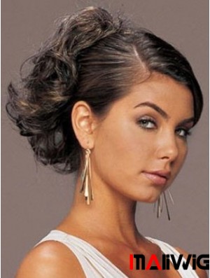 Fashionable Brown Curly Synthetic Clip In Hairpieces