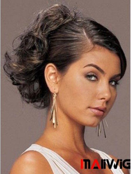 Fashionable Brown Curly Synthetic Clip In Hairpieces
