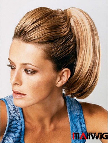 Ponytail Extensions Straight Style With Synthetic Brown Color