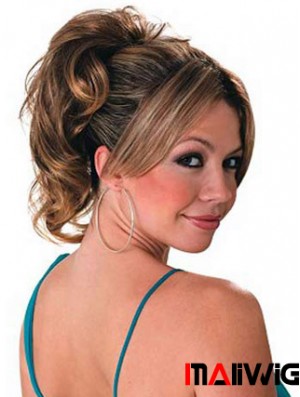 Ponytail Hair Extensions With Synthetic Wavy Style Brown Color